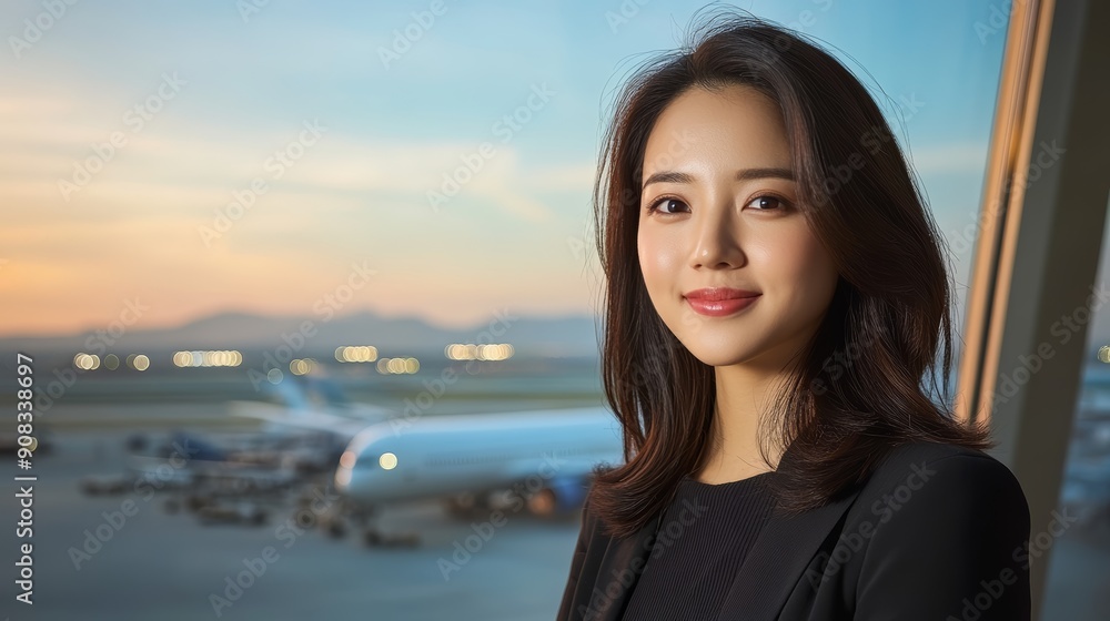 Professional Woman at Airport Terminal Professional Woman at Airport Terminal