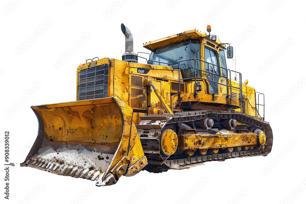 Yellow bulldozer isolated on transparent background Yellow bulldozer isolated on transparent background