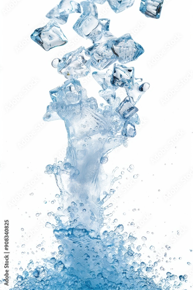Falling Shaved Ice isolated on white background, full depth of field Falling Shaved Ice isolated on white background, full depth of field