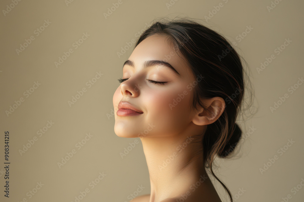 A close up of a girl's face with her eyes closed A close up of a girl's face with her eyes closed