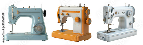 Vintage Sewing Machines Isolated on Transparent Background
