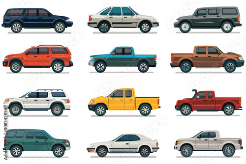 Set of luxury vehicles, Modern auto vehicles, Colorful cartoon cars collection, Set of different model cars, Flat car collection, Vector illustration