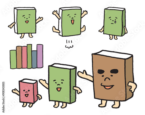 小説や単行本のかわいい本のキャラ素材