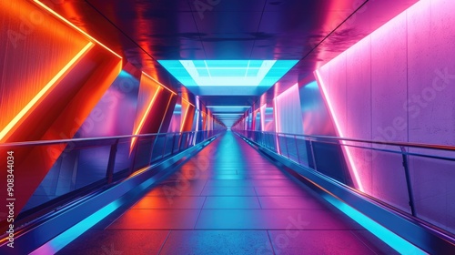 Modern bridge with sleek lines and colorful LED lights