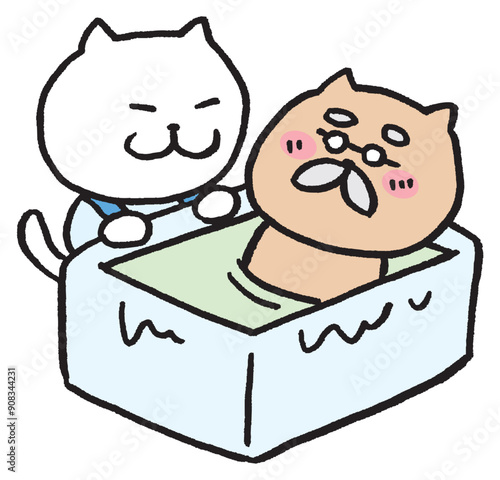 介護職員のかわいい猫のキャラ素材