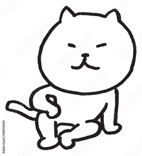 目が細いかわいい白猫のキャラの日常