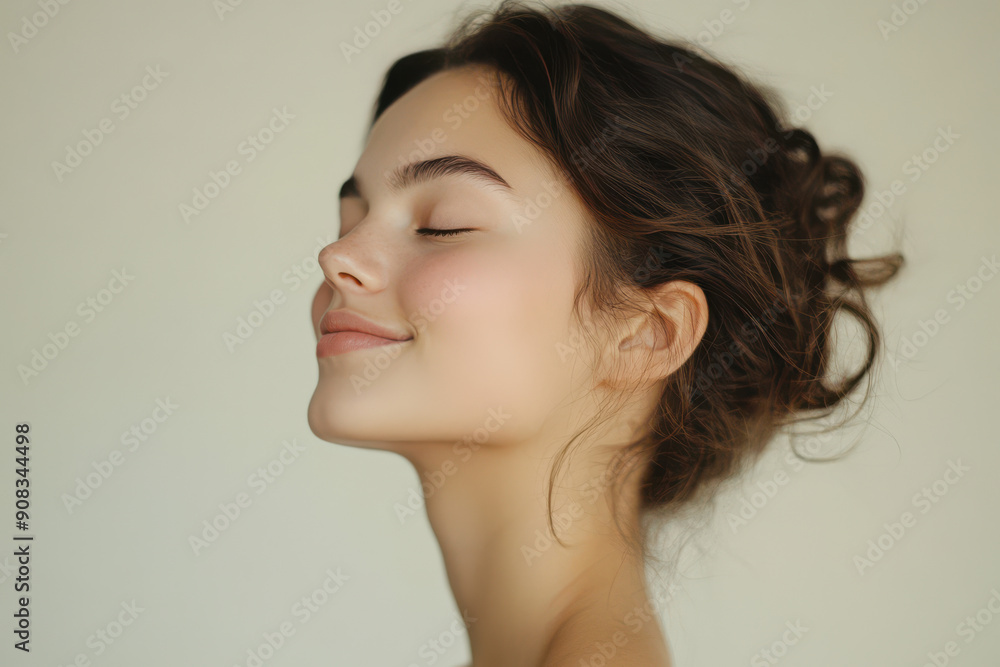 A close up of a girl's face with her eyes closed A close up of a girl's face with her eyes closed