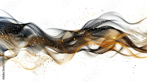 Black and gold sound waves isolated on transparent background