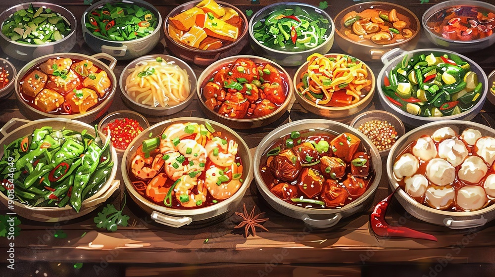 Delicious Chinese Food Illustration: A Feast of Flavors and Textures Delicious Chinese Food Illustration: A Feast of Flavors and Textures