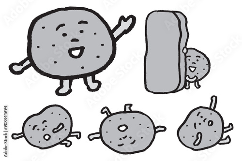 固いのに柔らかそうなかわいい石のキャラ素材