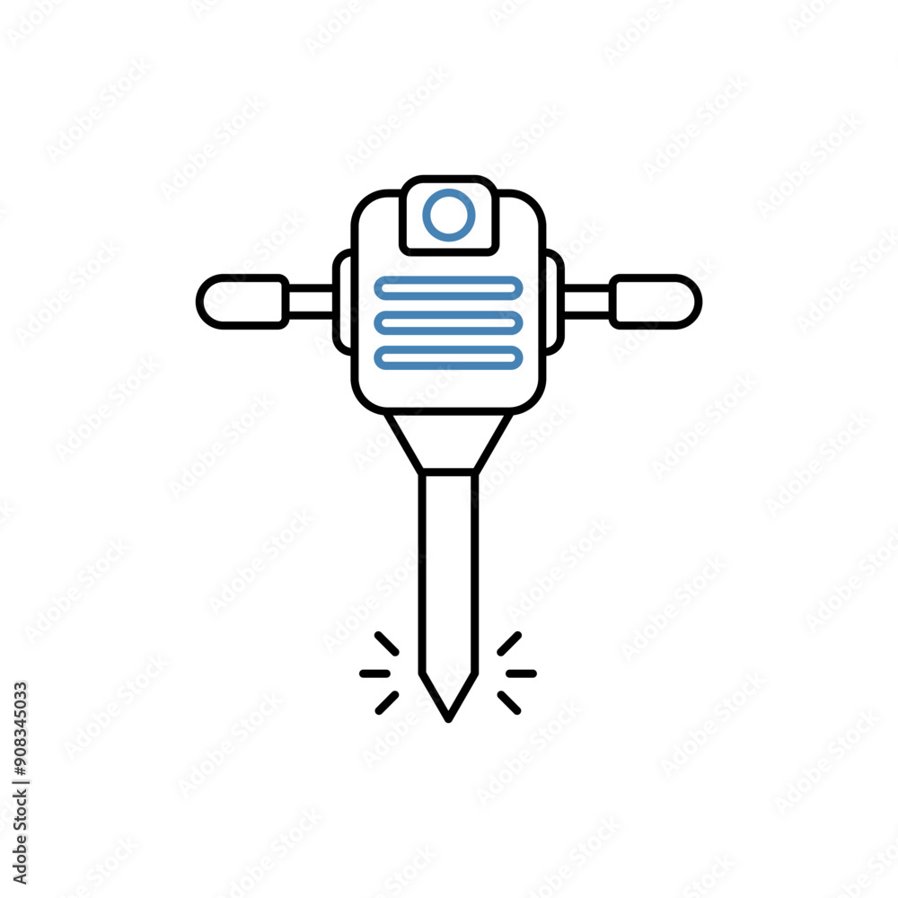jackhammer concept line icon. Simple element illustration. jackhammer concept outline symbol design. jackhammer concept line icon. Simple element illustration. jackhammer concept outline symbol design.