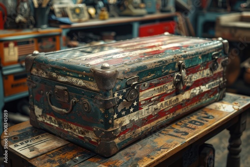 Happy Labor Day with American Flag Toolbox