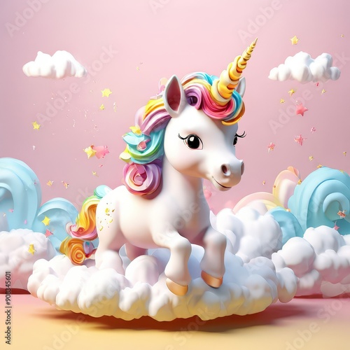 the AI Image Generator, model of a unicorn with a pink mane and tail,