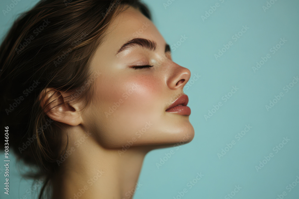 Fototapeta premium A close up of a girl's face with her eyes closed
