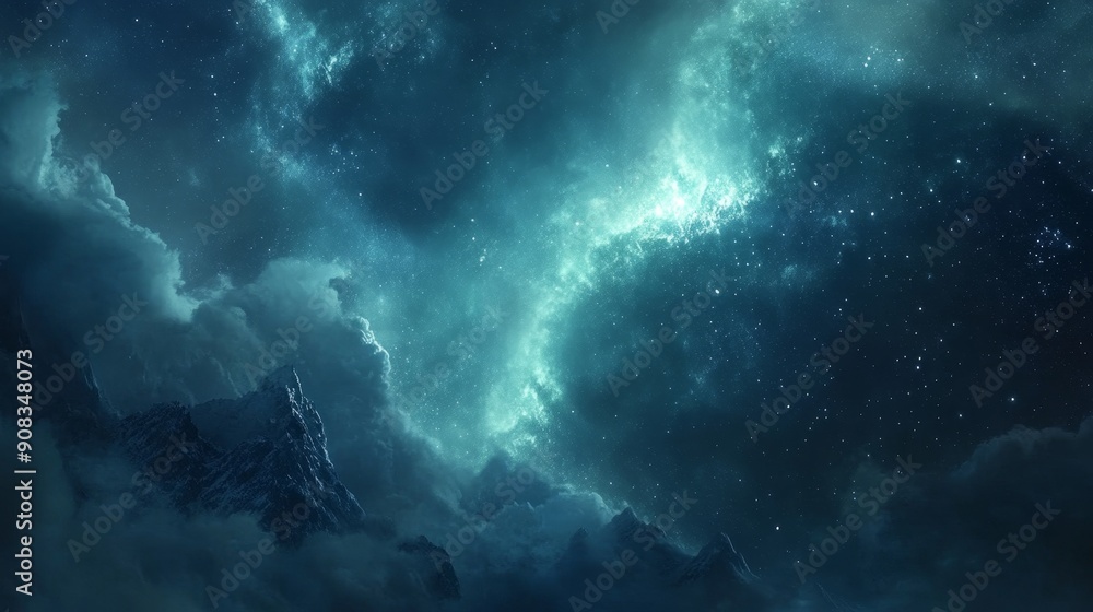 Fototapeta premium Vibrant Aurora Borealis Sky Banner Illuminating the Night with Magical Colors