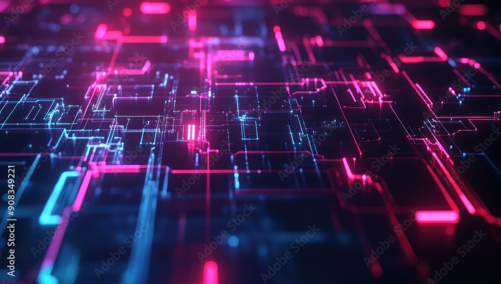 Abstract Neon Circuitry - Futuristic Technology Abstract Neon Circuitry - Futuristic Technology