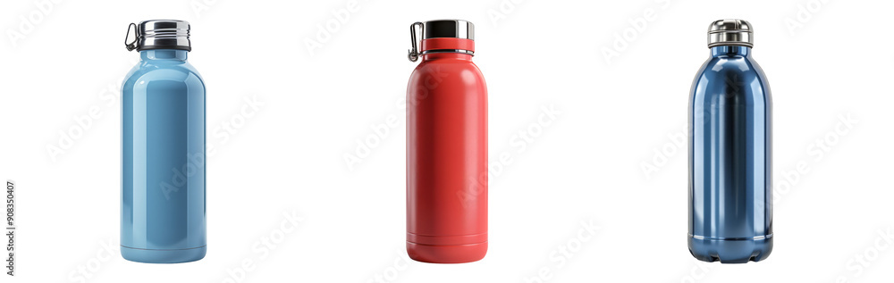 Stylish Water Bottles Isolated on Transparent Background Stylish Water Bottles Isolated on Transparent Background