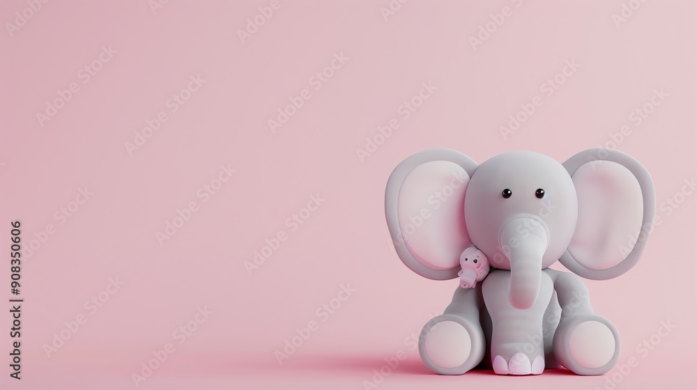 A cartoon elephant and a tiny cartoon bird. A cartoon elephant and a tiny cartoon bird.