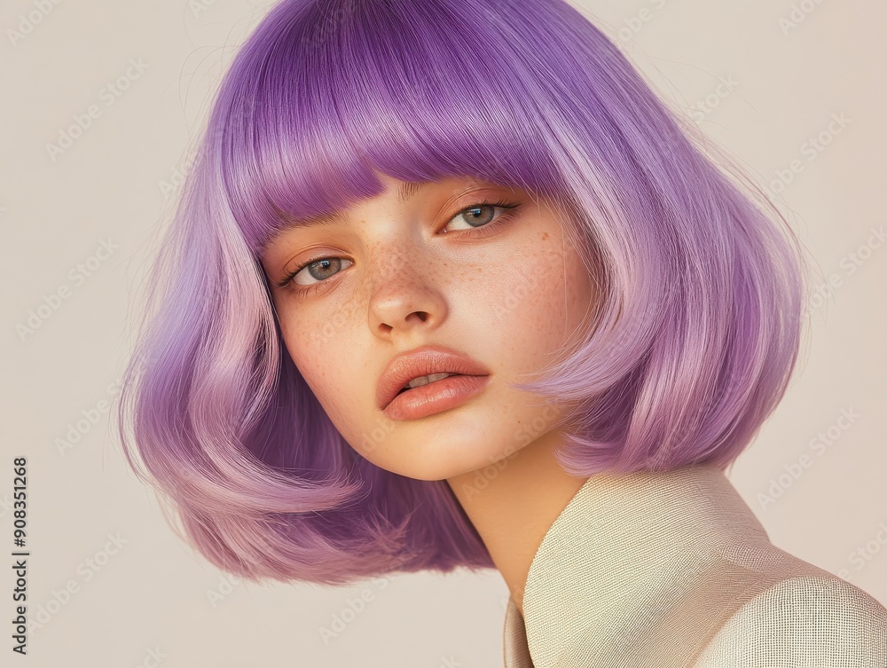 A stunning fashion model with short hair two tone white and Violet to Blonde Transition Fashion Model A stunning fashion model with short hair two tone white and Violet to Blonde Transition Fashion Model