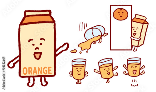美味しそうなオレンジジュースのかわいいキャラ素材