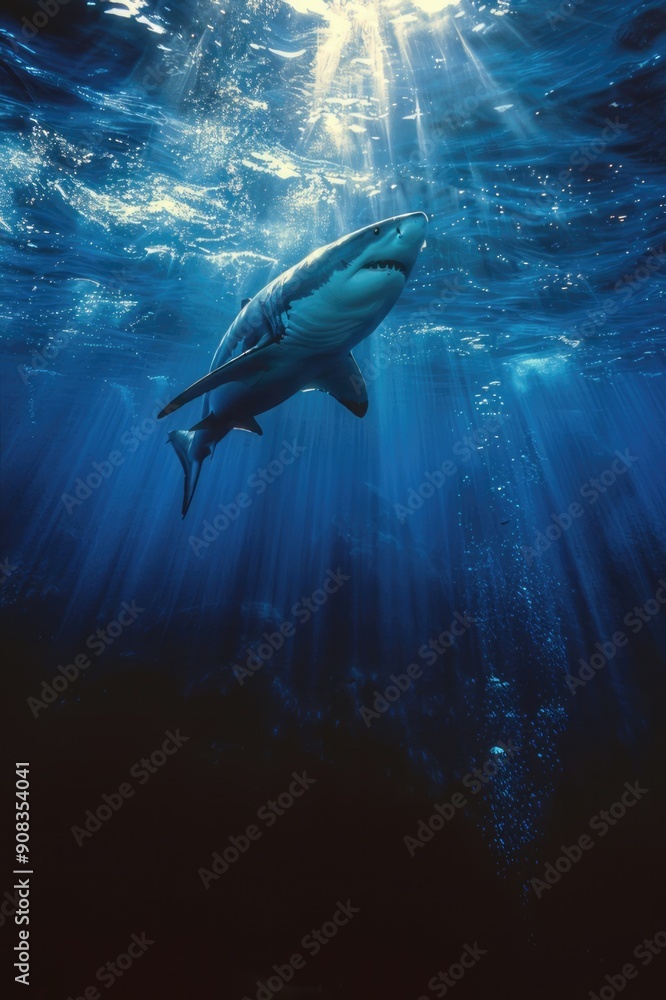 Naklejka premium A shark is swimming in the ocean