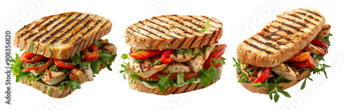 Grilled Panini Sandwiches Isolated on Transparent Background