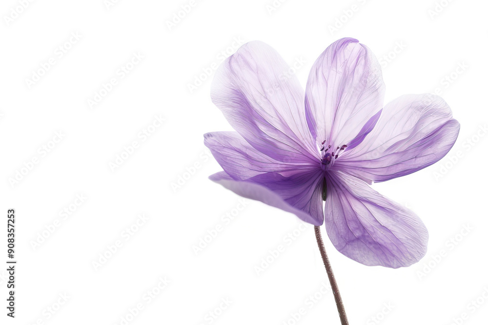 Elegant purple anemone flower isolated on a white background, highlighting its delicate structure and graceful petals Elegant purple anemone flower isolated on a white background, highlighting its delicate structure and graceful petals