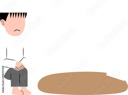 Muslim Kid Visiting Grave Illustration