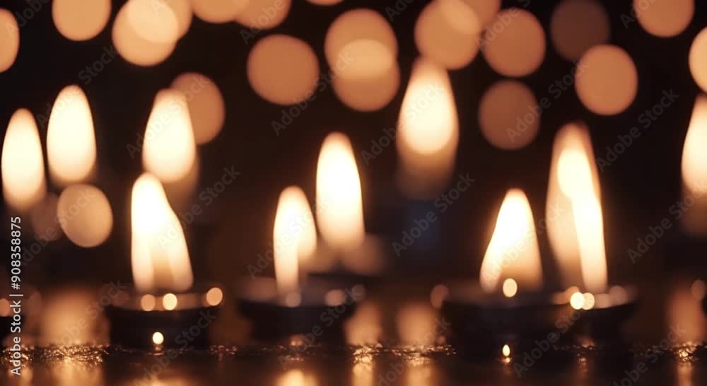 The warmth of candlelight against a backdrop of twinkling bokeh lights in a dark room
The warmth of candlelight against a backdrop of twinkling bokeh lights in a dark room