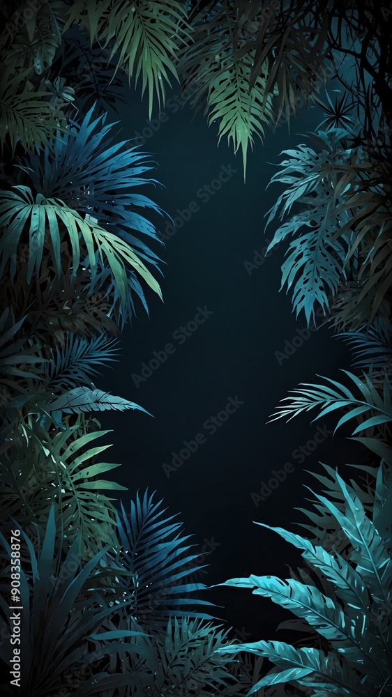 blue jungle foliage abstract background backdrop design copy space illustration art blue jungle foliage abstract background backdrop design copy space illustration art