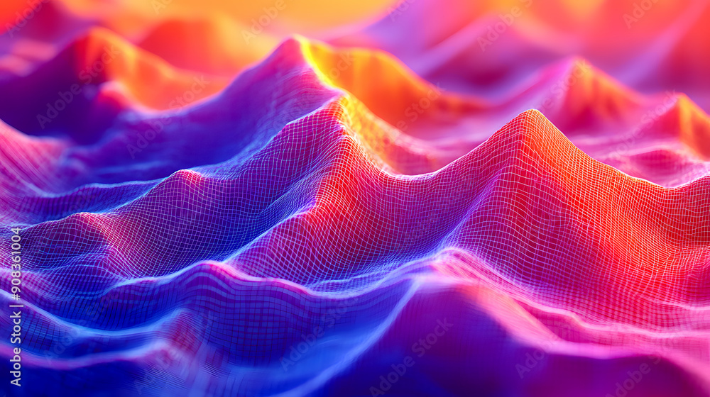 Captivating abstract digital artwork featuring a vibrant undulating landscape of flowing prismatic shapes mesmerizing patterns and shimmering gradients Captivating abstract digital artwork featuring a vibrant undulating landscape of flowing prismatic shapes mesmerizing patterns and shimmering gradients