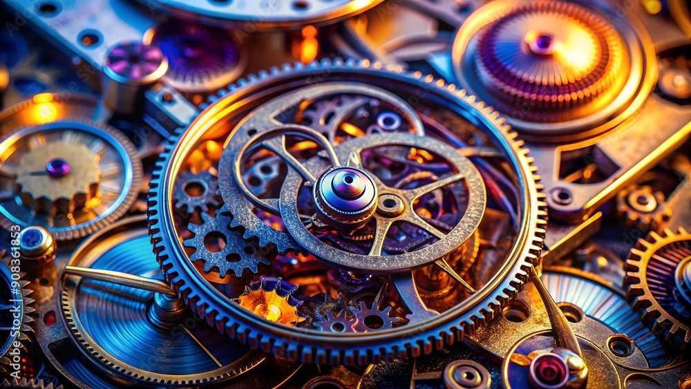 Fototapeta premium Time's Inner Workings: A Symphony of Gears and Springs Generative AI