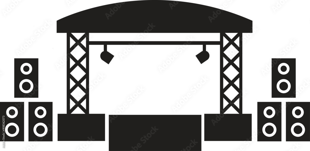 Fototapeta premium Concert stage icon vector illustration