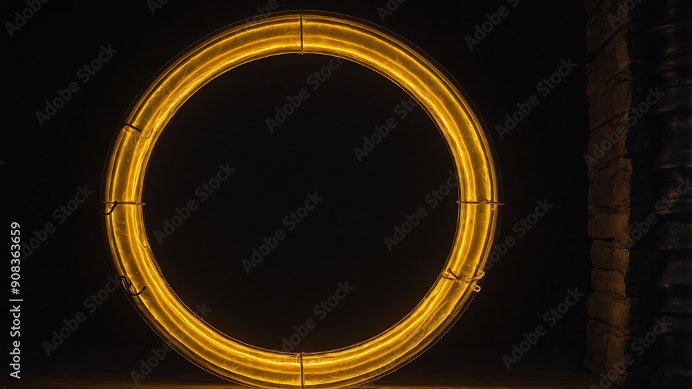 yellow glowing magic circle in black background abstract background backdrop design copy space illustration art yellow glowing magic circle in black background abstract background backdrop design copy space illustration art
