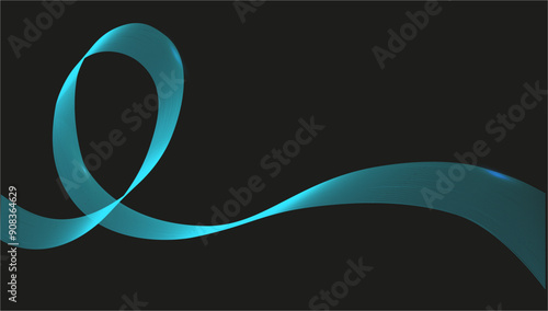 HPV Awareness Day. turquoise ribbon isolated, ovarian cancer awareness, waved background for banner, card, poster, template. Vector illustration.