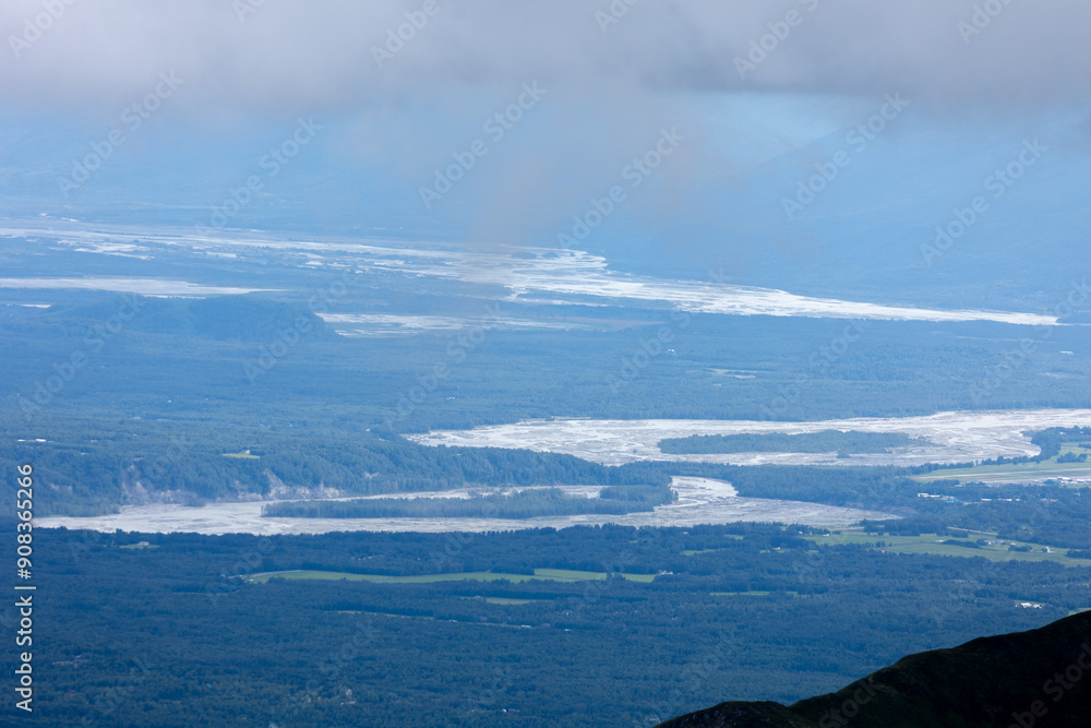 view of town from hatcher pass, palmer alaska, rivers, water, landscape view of town from hatcher pass, palmer alaska, rivers, water, landscape