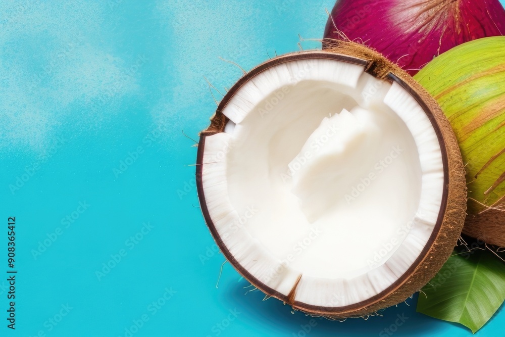 Coconut over a color background Coconut over a color background