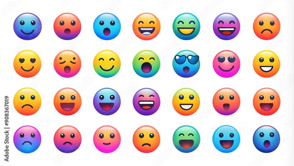 Vibrant Gradient Emoji Icons: A Colorful Collection of 25+ Unique Designs Generative AI Vibrant Gradient Emoji Icons: A Colorful Collection of 25+ Unique Designs Generative AI