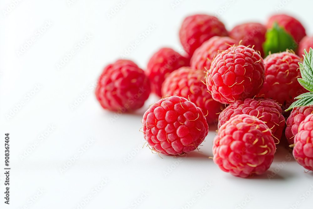 fresh raspberry fruits isolated on white background fresh raspberry fruits isolated on white background