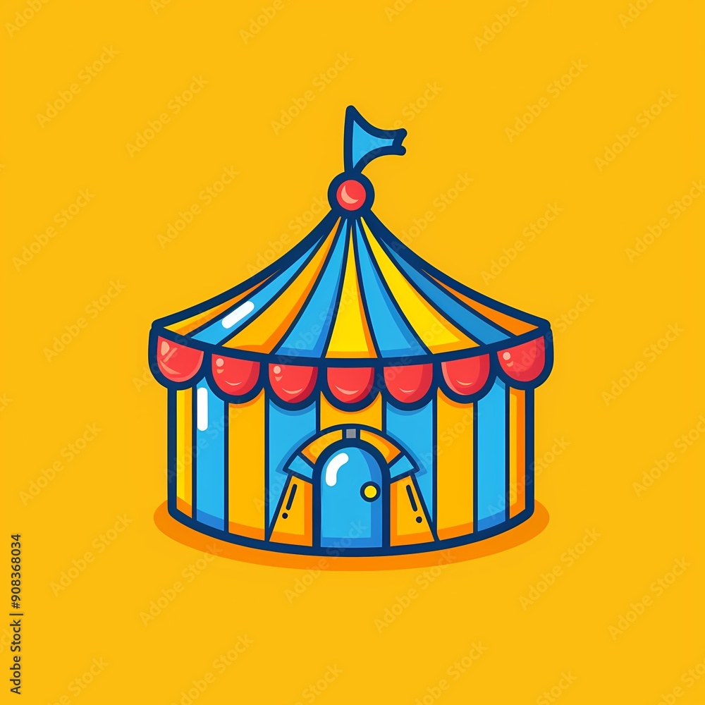 Colorful circus tent illustration on a bright yellow background. Colorful circus tent illustration on a bright yellow background.