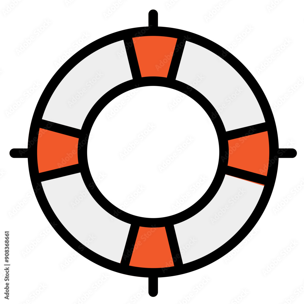 Lifebuoy Icon in Filled Line Style Lifebuoy Icon in Filled Line Style