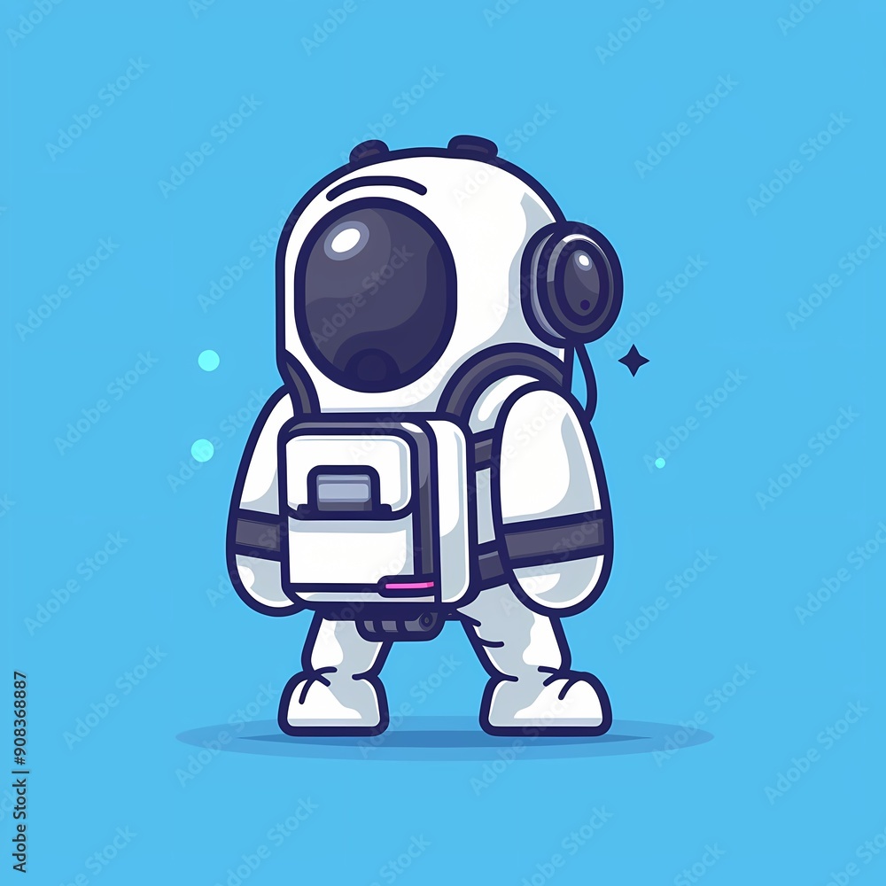 Cute cartoon astronaut character on a vibrant blue background. Cute cartoon astronaut character on a vibrant blue background.