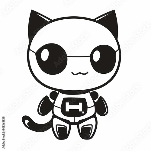 Cute robotic cat character in a cartoonish style.