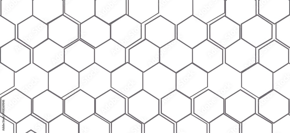 Vector illustration of seamless pattern with hexagon grid on white background, simple line drawing vector design. grey color Vector illustration of seamless pattern with hexagon grid on white background, simple line drawing vector design. grey color