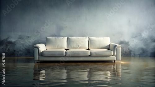 Submerged Serenity: A Couch Suspended in an Abyss of Water Damage  Generative AI photo