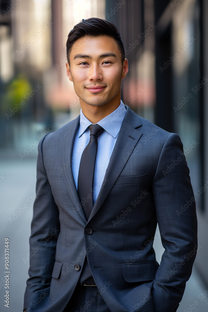 happy young and handsome asian business man in a suit smiling happy young and handsome asian business man in a suit smiling