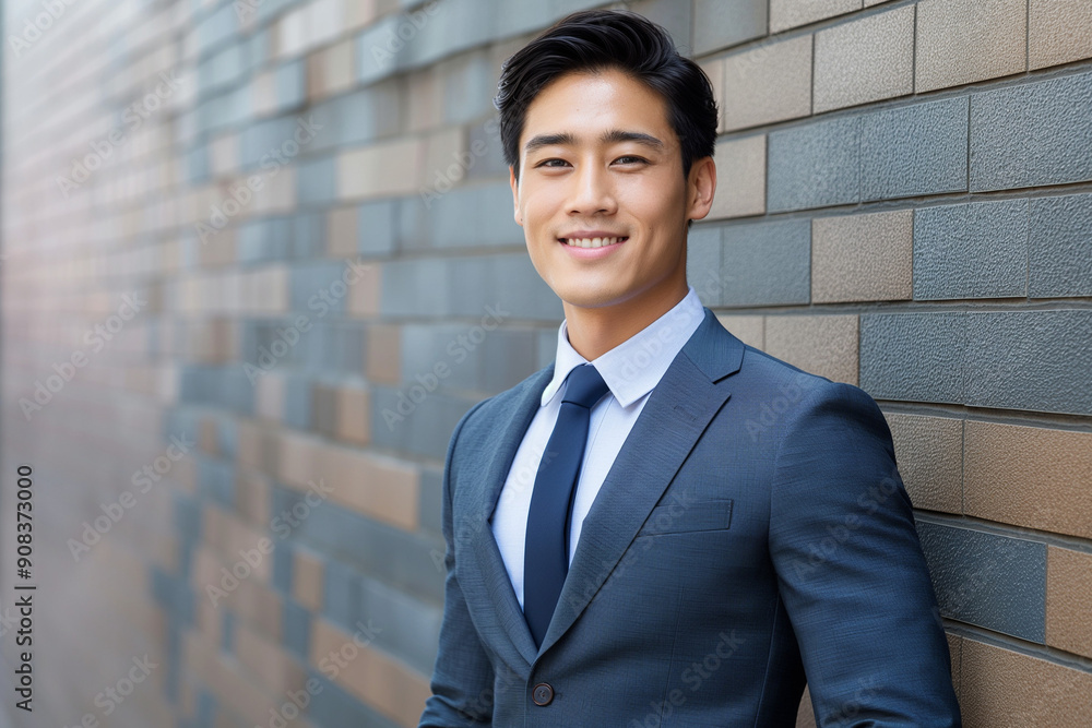 happy young and handsome asian business man in a suit happy young and handsome asian business man in a suit