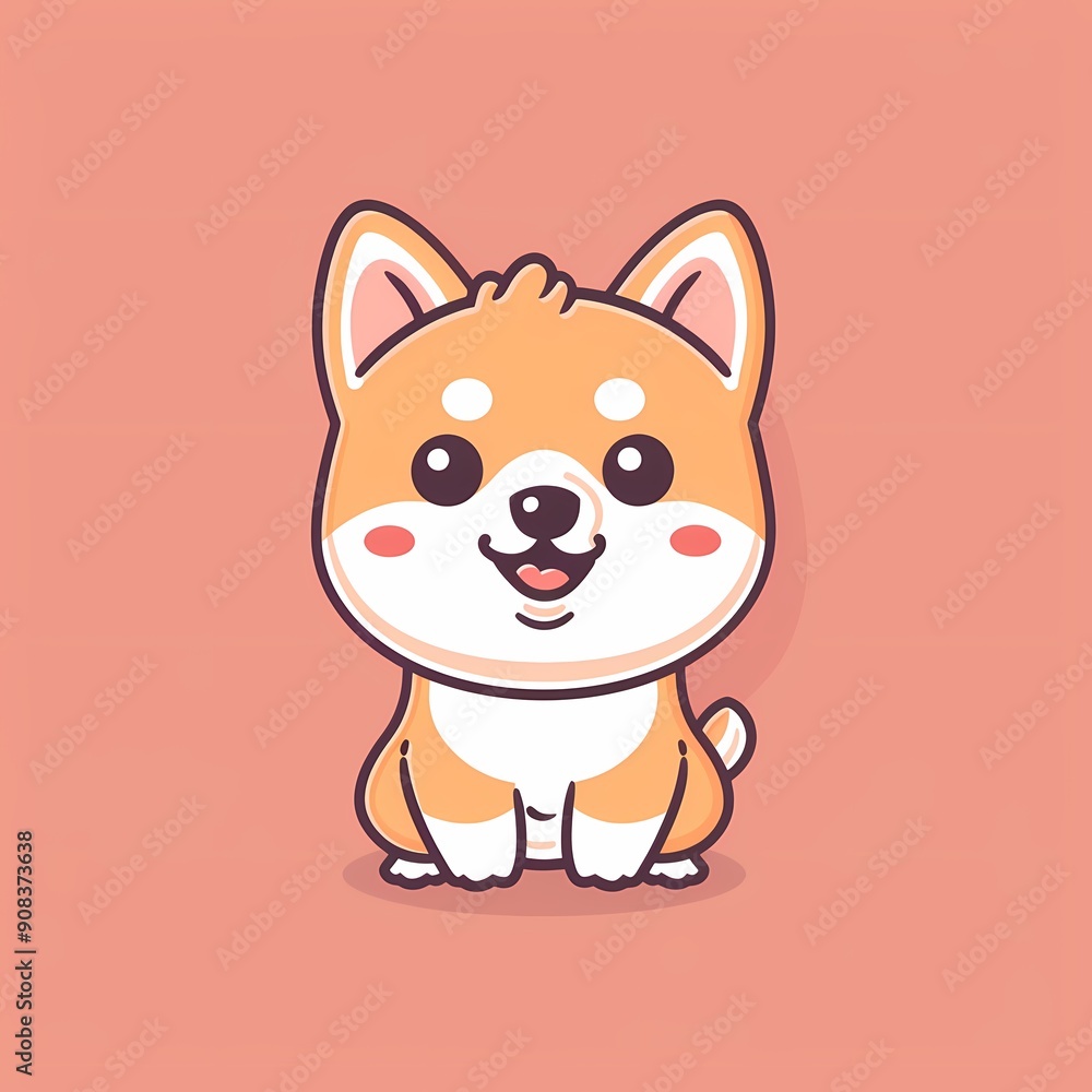 Cute cartoon Corgi puppy with a happy expression against a pastel background. Cute cartoon Corgi puppy with a happy expression against a pastel background.