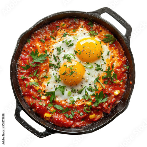 Delicious Shakshuka with Two Perfectly Cooked Sunny-Side-Up Eggs