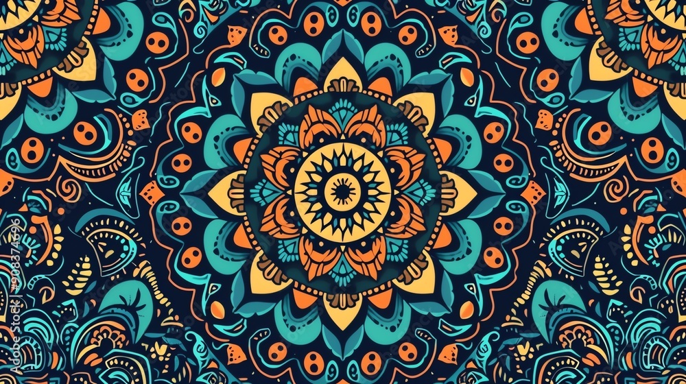 A colorful and detailed mandala pattern. A colorful and detailed mandala pattern.